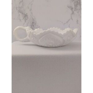 Vintage Milk Glass Candy Dish Seashell Pattern With Handle